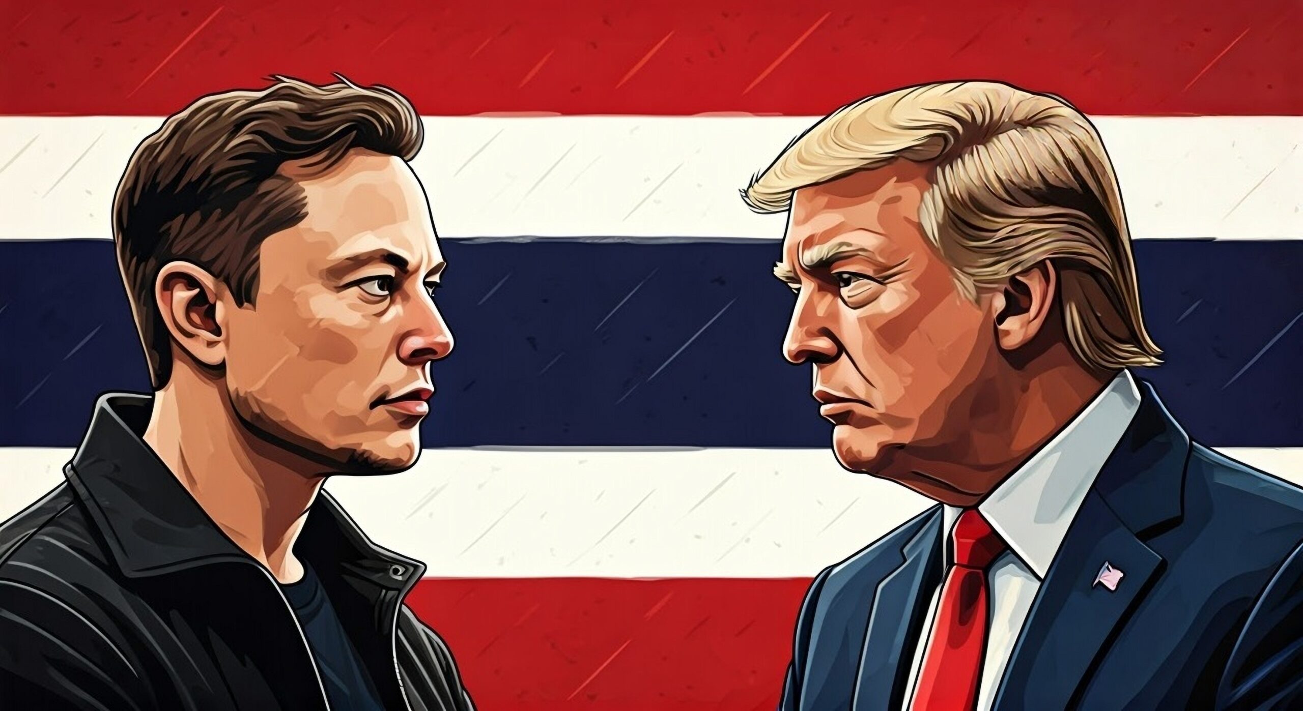 Elon,Musk,Vs,Donald,Trump,Looking,At